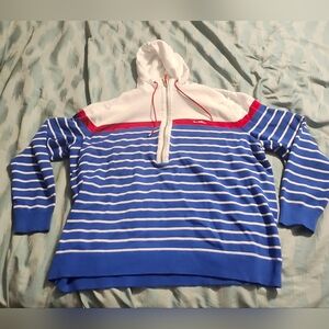 Ralph Lauren LRL LAUREN ACTIVE Red White Blue Half Zip Hoodie Women’s Size 1X‎